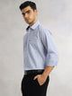Thomas Scott Men Navy Regular Fit Long Sleeves Spread Collar Micro Checks 100% Cotton Formal Shirt