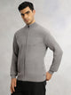 Thomas Scott Men Grey Regular Fit Long Sleeves 100% Cotton Solid Front Open Knitted Sweatshirt