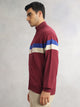 Thomas Scott Men Red Regular Fit Long Sleeves High Neck Self Design 100% Cotton Knitted Sweatshirt