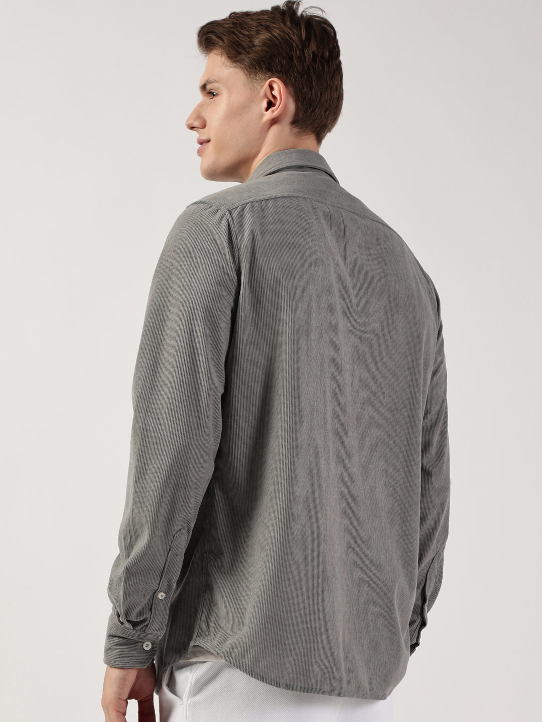 Thomas Scott Men Premium Slim Fit Opaque Corduroy Casual?Shirt