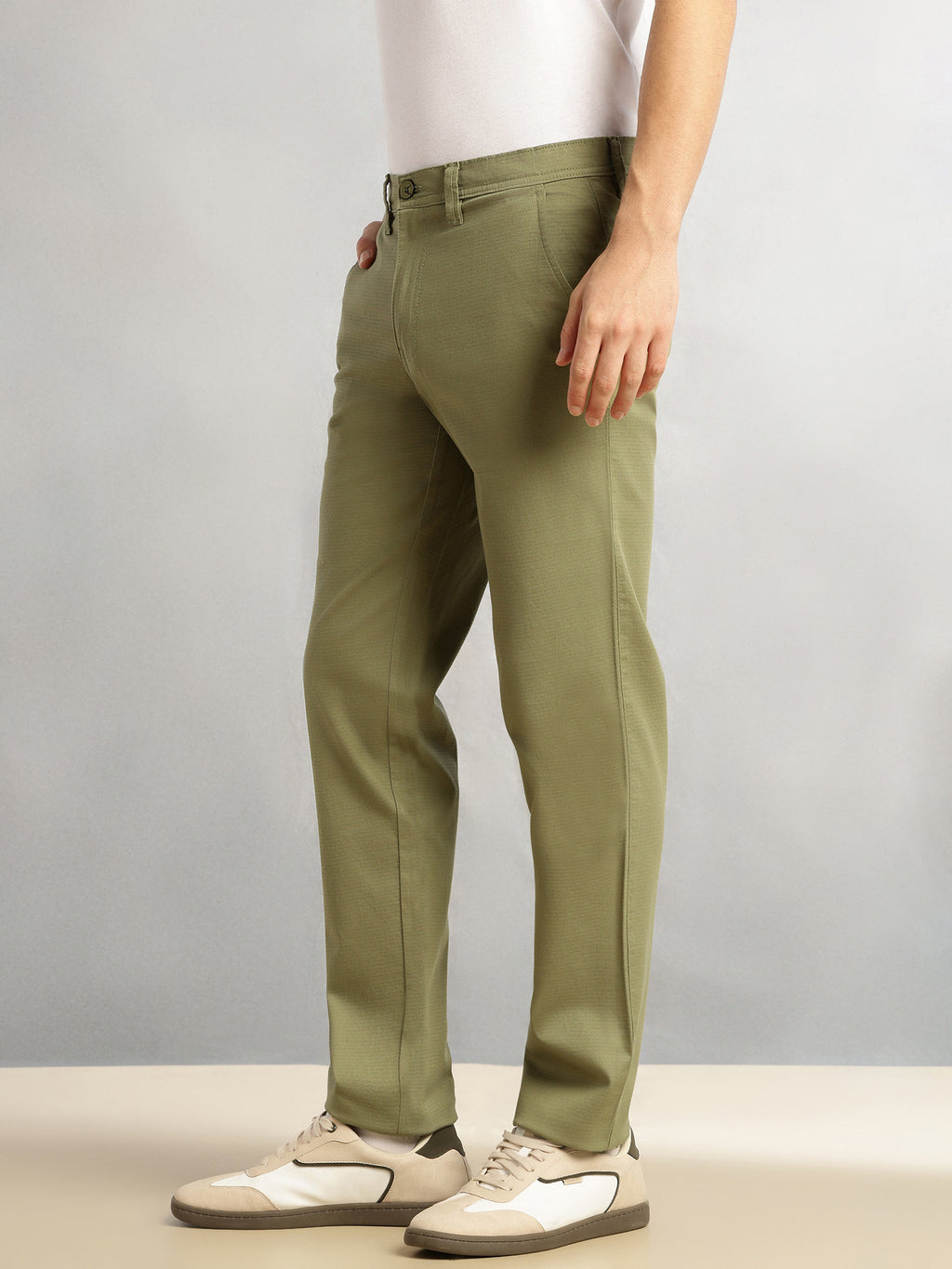 Thomas Scott Men Green Cricket Club Collection Regular Fit Mid-Rise Solid Woven Trouser