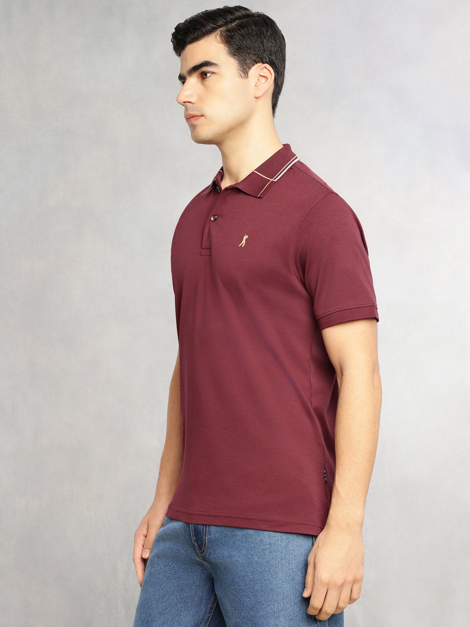 Thomas Scott Men Maroon Cricket Club Collection Regular Fit Short Sleeve 100% Cotton Knitted Polo Collar T-Shirt