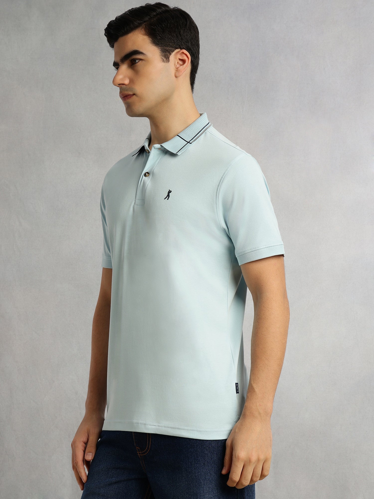 Thomas Scott Men Sky Blue Cricket Club Collection Regular Fit Short Sleeve 100% Cotton Knitted Polo Collar T-Shirt