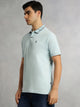 Thomas Scott Men Sky Blue Cricket Club Collection Regular Fit Short Sleeve 100% Cotton Knitted Polo Collar T-Shirt