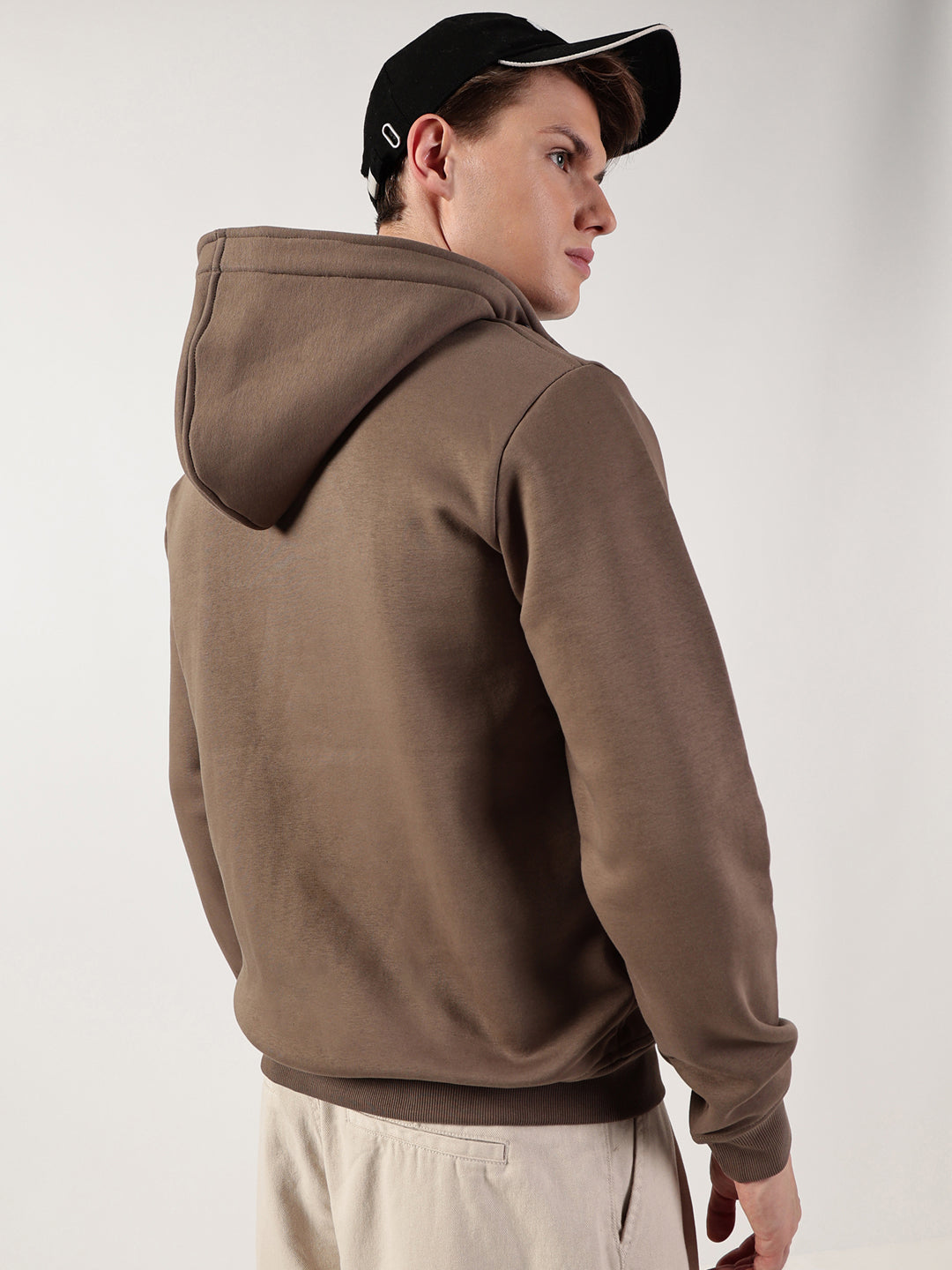 Thomas Scott Men Brown Regular Fit Long Sleeves Solid Open Front Hooded Jacket