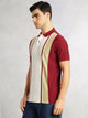 Thomas Scott Men Brick Red Regular Fit Short Sleeves Striped Cotton Polyester Knitted Polo Collar Tshirt