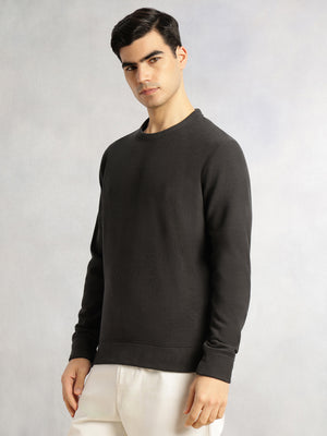 Thomas Scott Men Grey Regular Fit Long Sleeves Round Neck Solid Polyester Pullover Sweatshirt