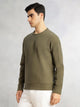 Thomas Scott Men Olive Regular Fit Long Sleeves Round Neck Solid Polyester Pullover Sweatshirt