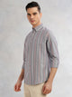 Thomas Scott Men Navy Cricket Club Collection Slim Fit Long Sleeves Button Down Collar Vertical Stripes Oxford Casual Shirt