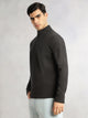 Thomas Scott Men Grey Regular Fit Long Sleeves Mock Neck Half-Zip Solid Polyester Knitted Sweatshirt