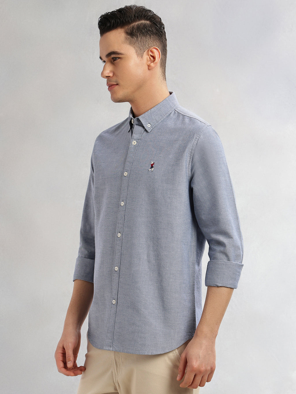 Thomas Scott Men Navy Cricket Club Collection Slim Fit Long Sleeves Button-Down Collar Solid Casual Shirt