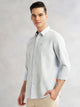 Thomas Scott Men Sky Blue Cricket Club Collection Slim Fit Long Sleeves Spread Collar Pinstripe Cotton Linen Casual Shirt
