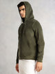 Thomas Scott Men Olive Regular Fit Long Sleeves Kangaroo Pocket Polyester Hoodie Sweatshirt