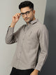 Thomas Scott Men Grey Regular Fit Long Sleeves Spread Collar Solid Cotton Linen Casual Shirt