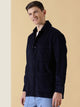 Thomas Scott Men Navy Long Sleeves Regular Fit Spread Collar 100% Cotton Knitted Corduroy Shirt