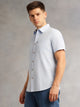 Thomas Scott Men Sky Blue Slim Fit Short Sleeves Spread Collar Solid Casual Shirt