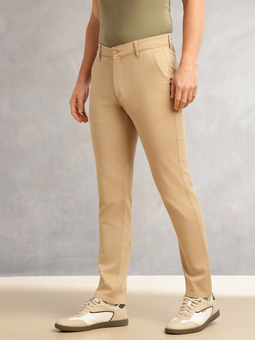 Thomas Scott Men Khaki Cricket Club Collection Regular Fit Mid-Rise Solid 4 Pockets Woven Chinos Trouser