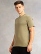 Thomas Scott Men Olive Cricket Club Collection Regular Fit Short Sleeves Round Neck Solid 100% Cotton Knitted Tshirt