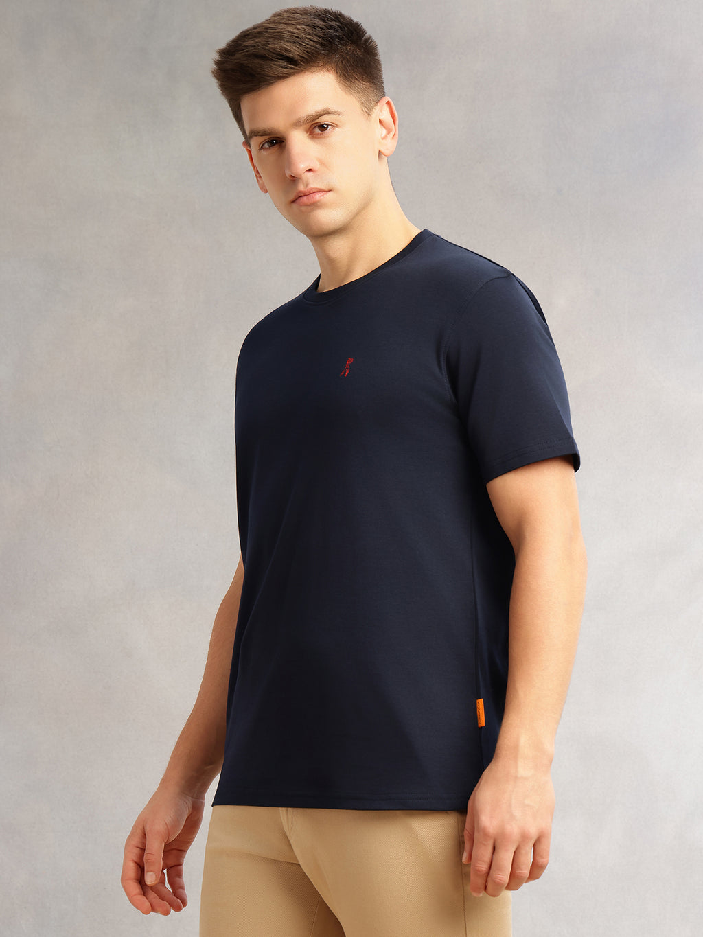 Thomas Scott Men Navy Cricket Club Collection Regular Fit Short Sleeves Round Neck Solid 100% Cotton Knitted Tshirt