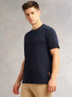 Thomas Scott Men Navy Cricket Club Collection Regular Fit Short Sleeves Round Neck Solid 100% Cotton Knitted Tshirt
