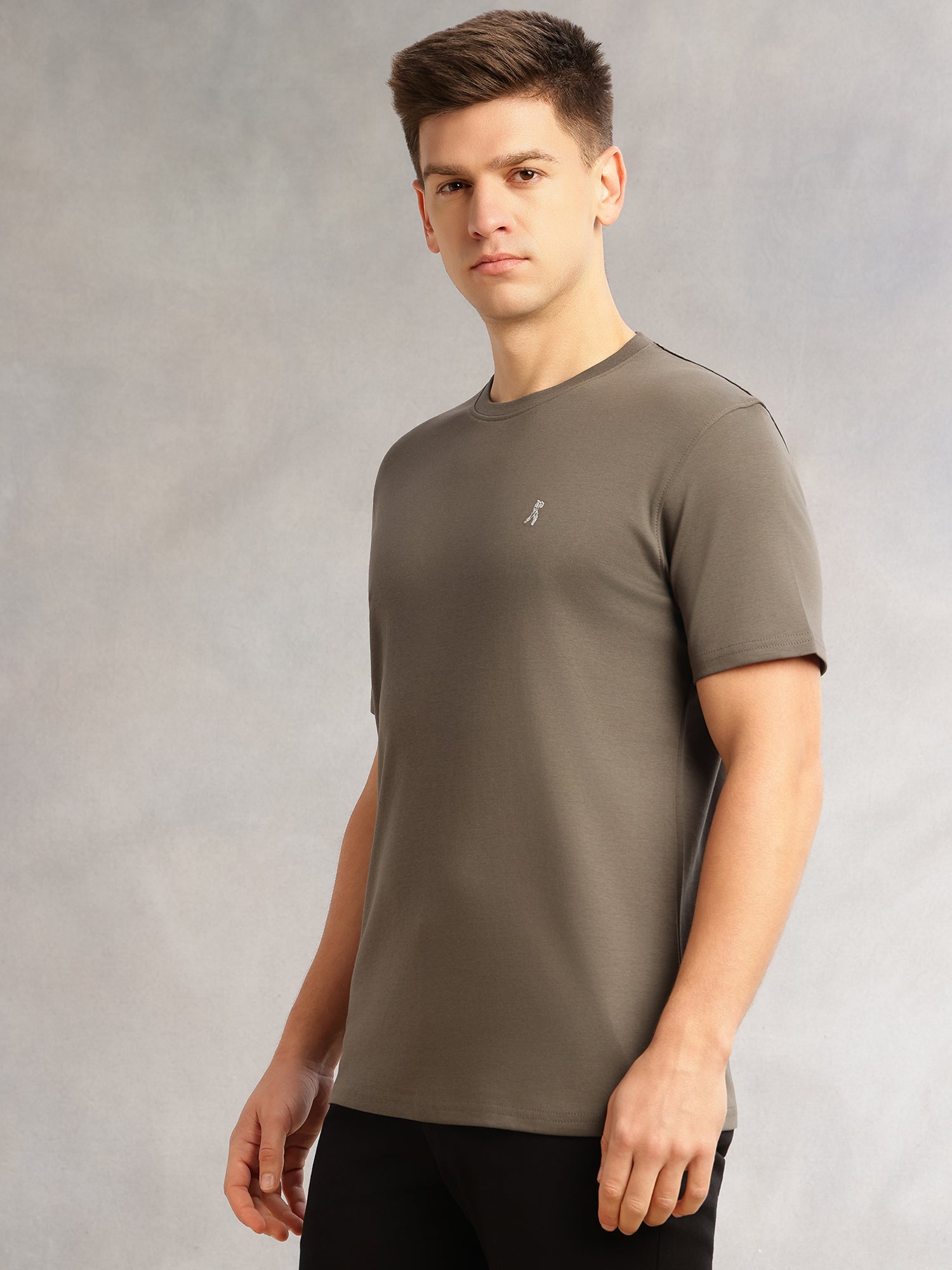 Thomas Scott Men Olive1 Cricket Club Collection Regular Fit Short Sleeves Round Neck Solid 100% Cotton Knitted Tshirt