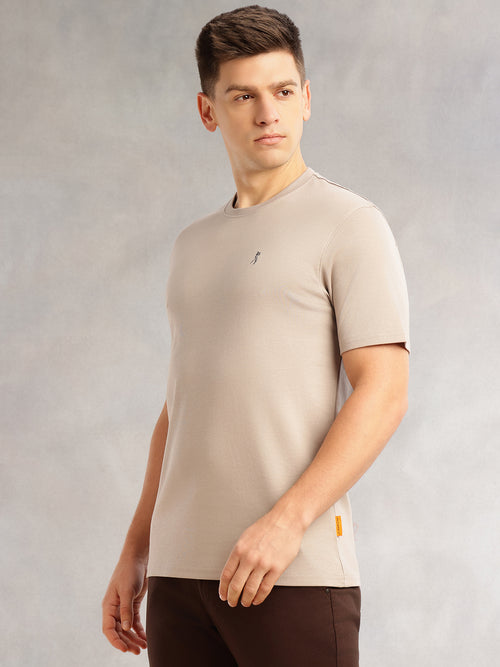 Thomas Scott Men Grey1 Cricket Club Collection Regular Fit Short Sleeves Round Neck Solid 100% Cotton Knitted Tshirt