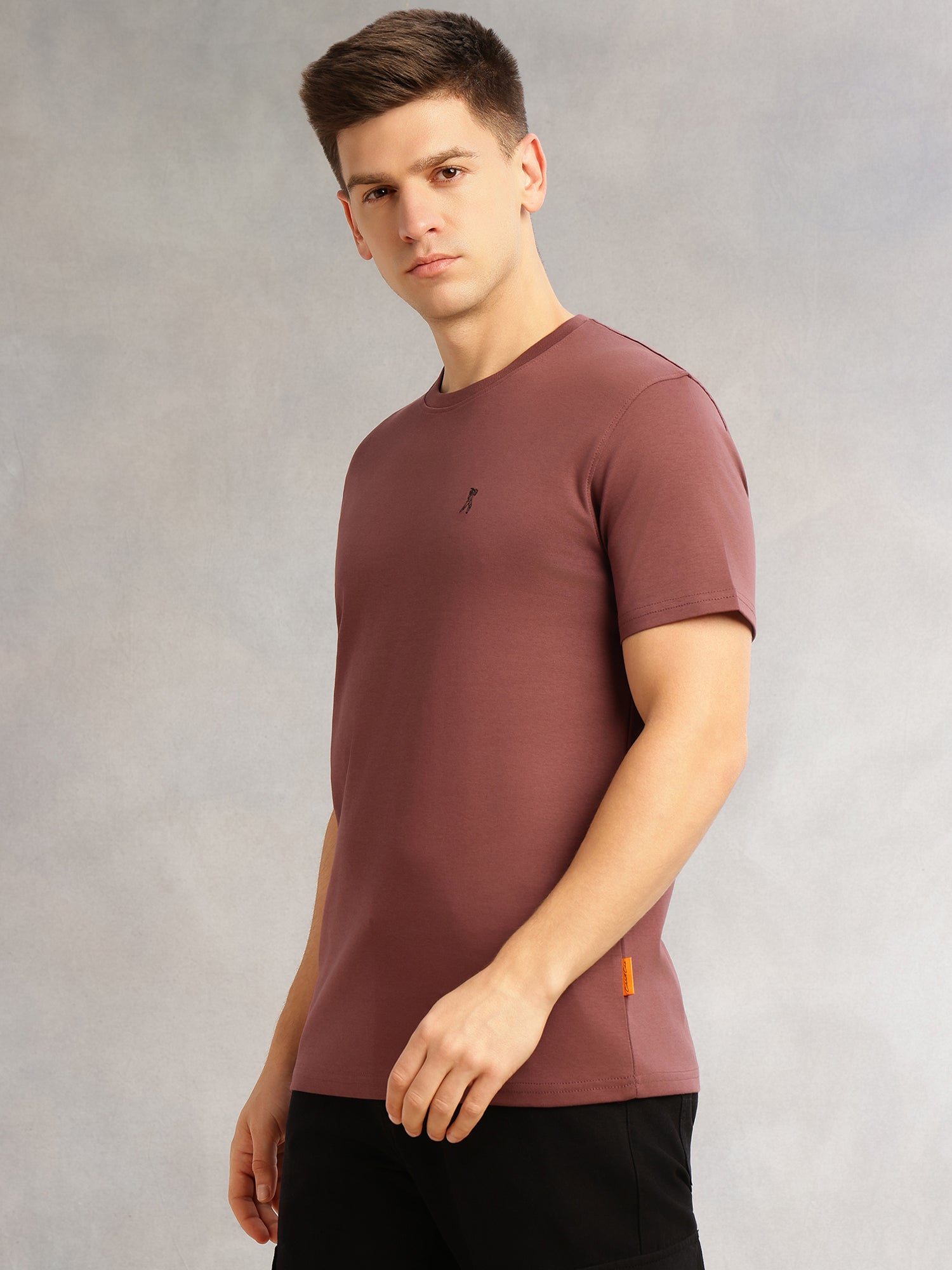 Thomas Scott Men Burgundy Cricket Club Collection Regular Fit Short Sleeves Round Neck Solid 100% Cotton Knitted Tshirt