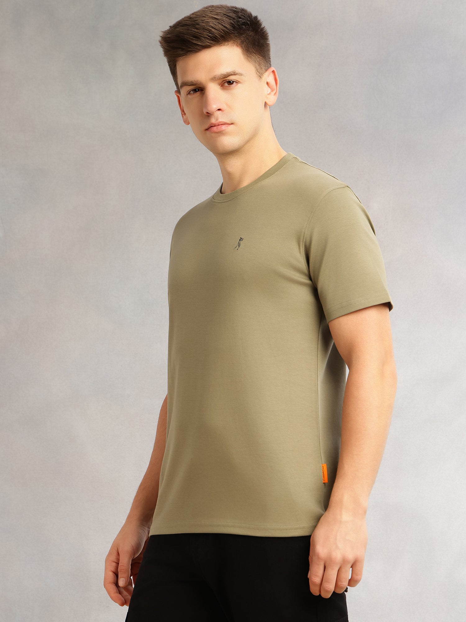 Thomas Scott Men Sea Green Cricket Club Collection Regular Fit Short Sleeves Round Neck Solid 100% Cotton Knitted Tshirt