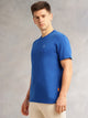 Thomas Scott Men Royal Blue Cricket Club Collection Regular Fit Short Sleeves Round Neck Solid 100% Cotton Knitted Tshirt