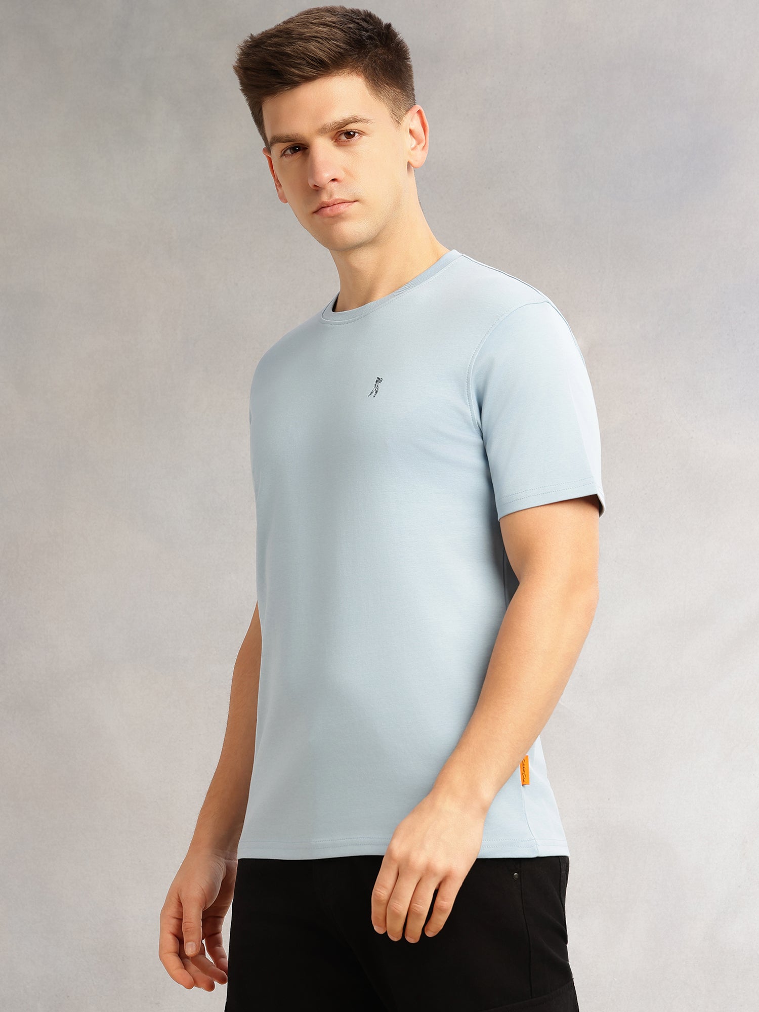Thomas Scott Men Blue Cricket Club Collection Regular Fit Short Sleeves Round Neck Solid 100% Cotton Knitted Tshirt