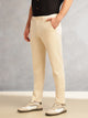 Thomas Scott Men Cream Straight Fit Mid-Rise Solid 4 Pockets Woven Chinos Trouser