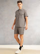 Thomas Scott Men Grey Cricket Club Collection Regular Fit Short Sleeves Self Design 100% Cotton Co-Ord Set with Shirt Collar