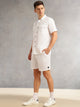 Thomas Scott Men White Cricket Club Collection Regular Fit Short Sleeves Self Design 100% Cotton Co-Ord Set with Shirt Collar