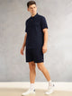 Thomas Scott Men Navy Cricket Club Collection Regular Fit Short Sleeves Self Design 100% Cotton Co-Ord Set with Shirt Collar