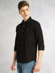Thomas Scott Men Black Cricket Club Collection Long Sleeves Slim Fit Spread Collar 100% Cotton Twill Casual Shirt