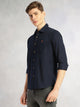 Thomas Scott Men Navy Cricket Club Collection Long Sleeves Slim Fit Spread Collar 100% Cotton Twill Casual Shirt