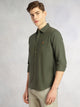 Thomas Scott Men Olive Cricket Club Collection Long Sleeves Slim Fit Spread Collar 100% Cotton Twill Casual Shirt