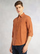 Thomas Scott Men Rust Cricket Club Collection Long Sleeves Slim Fit Spread Collar 100% Cotton Twill Casual Shirt