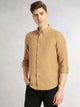 Thomas Scott Men Gold Slim Fit Long Sleeves Button-Down Collar Polyester Casual Shirt