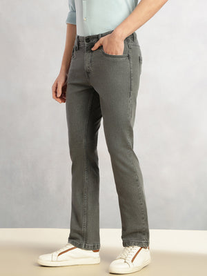 Thomas Scott Men Grey Cricket Club Collection Straight Fit Mid-Rise Faded 5 Pockets Stretchable Jeans