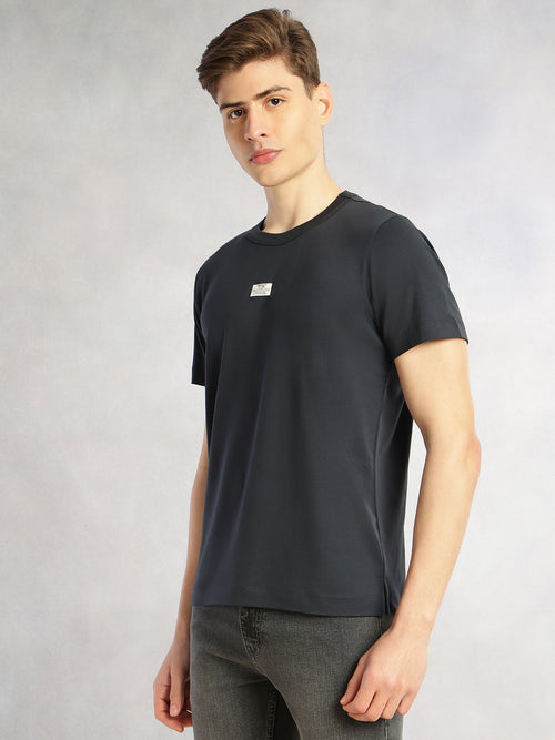Thomas Scott Men Navy Cricket Club Collection Regular Fit Short Sleeves Round Neck Solid Knitted T-Shirt