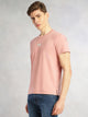 Thomas Scott Men Onion Pink Cricket Club Collection Regular Fit Short Sleeves Round Neck Solid Knitted T-Shirt