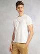Thomas Scott Men White Cricket Club Collection Regular Fit Short Sleeves Round Neck Solid Knitted T-Shirt