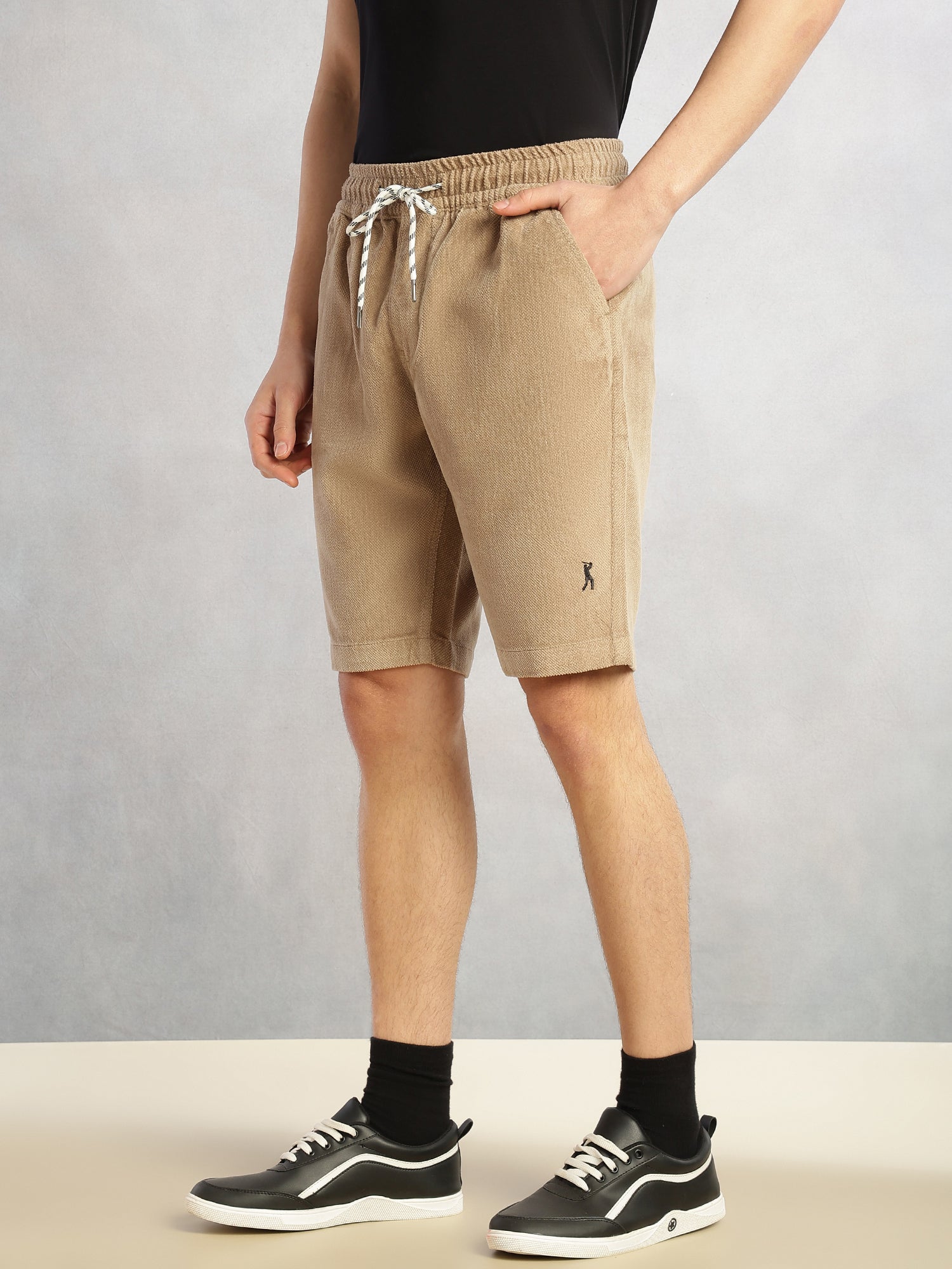 Thomas Scott Men Khaki Cricket Club Collection Regular Fit Mid-Rise Woven Cotrises Corduroy Shorts