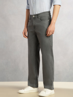 Thomas Scott Men Grey Cricket Club Collection Mid-Rise Straight Fit Faded 5 Pockets Stretchable Jeans