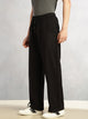 Thomas Scott Men Black Regular Fit Mid-Rise Solid Woven Trousers with Drawstring Closure & Four Pockets