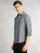 Thomas Scott Men Navy Slim Fit Long Sleeves Spread Collar Solid Knitted Shirt