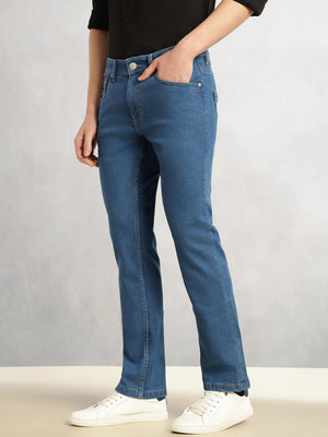 Thomas Scott Men Light Blue Cricket Club Collection Straight Fit Mid-Rise No Fade 5 Pockets Stretchable Jeans
