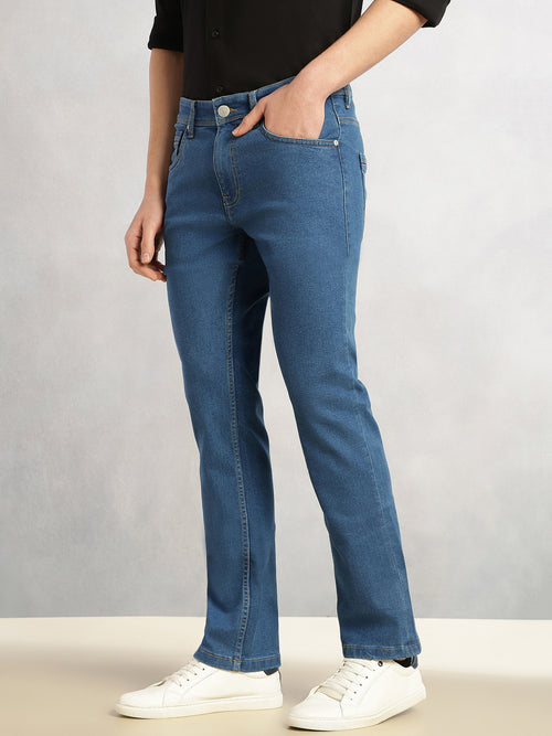 Thomas Scott Men Light Blue Cricket Club Collection Straight Fit Mid-Rise No Fade 5 Pockets Stretchable Jeans