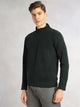 Thomas Scott Men Bottle Green Regular Fit Long Sleeves Mock Neck Half-Zip Solid Polyester Knitted Sweatshirt